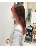 インナーカラー　ピンク