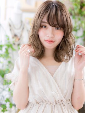 カバーヘア イヴ 戸頭店(COVER HAIR EVE) 斜めバング大人ハイライト外国人風ウェーブh4戸頭20代30代40代