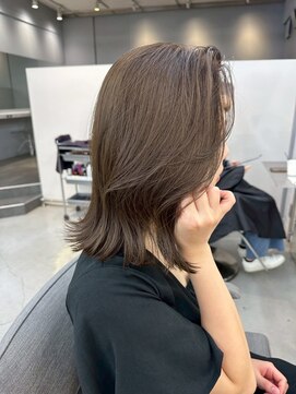 ノク 渋谷(nok) オリーブベージュ ミディアムレイヤー_くびれヘア