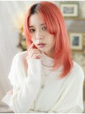 アプリコットオレンジ小顔姫カットレイヤーウルフc6戸頭10代20代