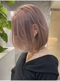渋谷ブリーチカラータッセルボブ顔周りレイヤー切りっぱなしボブ