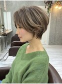 40代ひし形ショート×ハイライト[西宮北口/髪質改善]
