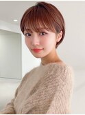 ベージュピンク×マッシュショート