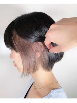 フロート 小阪店(float) インナーカラー_マロンベージュ Aラインボブ かきあげ