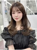 ナチュラル上品ワンカールヘアレイヤーカットチョコレートカラー