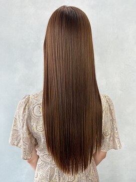 おくれ毛前髪カットオリーブベージュ韓国ヘアロング_ba559541