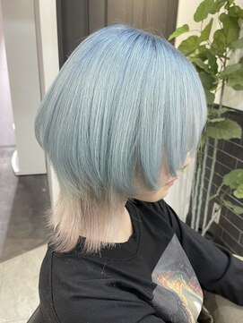 デューヘアー(due hair) ペールブルー × ホワイトデザイン