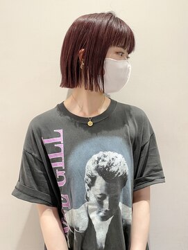 マイル 渋谷(mile) 切りっぱなしボブ×カシスカラー
