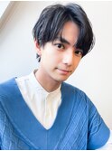 シースルーセンターパート韓国マッシュ黒髪刈り上げツーブロック