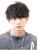 ソフトツイストパーマ韓国マッシュミニウルフブルーブラック