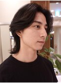 メンズセンターパート メンズミディアム フェザーパーマ 銀座