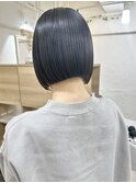 ミニボブ黒髪ボブ 切りっぱなしボブ 髪質改善ストレート縮毛矯正