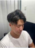 スパイラルパーマツーブロックショート