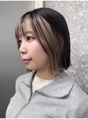 切りっぱなしボブハイトーンカラーインナーカラーブロンドカラー