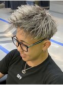 名古屋ホワイトメッシュメンズハイライトスパイキーショート◆