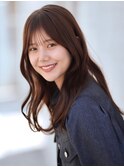 【F】ゆるふわこなれヘア顔まわり前髪カットくすみカラー