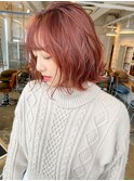 《高松快》コーラルカラー×ブリーチ1回ピンクオレンジミックス
