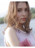 抜け感波ウェーブ×シースルーバング♪#シークレットカラー