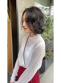 ショートボブパーマ20代30代40代イヤリングカラー大人可愛い