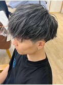 筋感シルバーハイライト×ツーブロマッシュ《ダークアッシュ》