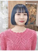 くすみblueボブ