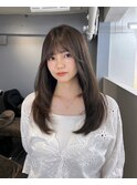 オリーブカラーオリーブベージュ顔まわりレイヤー_カール