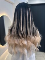 ラピス 福岡天神店(Lapis) バレイヤージュ/ミニウルフチェリーブラウンホワイトグレージュ