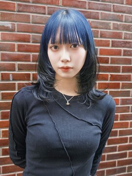 ロング顔周りレイヤー韓国ヘアウルフレイヤー美髪_ba552422