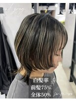 アンドグレイ 千葉船橋店(and gray.) 前髪白髪率75%根元伸びても気にならない大人デザインハイライト