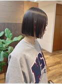 透明感アッシュグレー/ショートボブ/コンパクトボブ