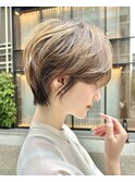 ショート髪質改善オリーブベージュ