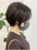 丸みショートボブ◎イルミナカラーアッシュブラウン20代30代