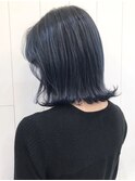 ネイビーボブ_エアリーミディショートパーマ_ba311651