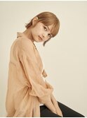 マロンベージュ/Aラインボブ/かきあげ/インナーカラー[新宿駅]
