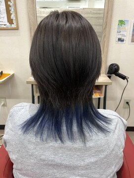 サクラ(SAKURA) マッシュウルフに裾カラー/ネイビーブルー