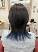 マッシュウルフに裾カラー/ネイビーブルー