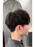 メンズカット×ダウンパーマ×韓国風　センターパート