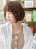 ★美髪アプリコットオレンジ細めハイライトミニボブ30代40代★1