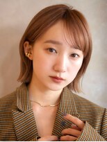 ガーデンヨコハマエスト(GARDEN YOKOHAMA est)&nbsp;ボブ　オレンジ　ベージュ　デジタルパーマ風外ハネ