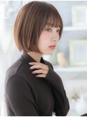 ★シースルーバング艶感ストレート前下がり丸みボブ20代30代★1