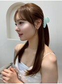 顔周りレイヤーカットロングレイヤーボブ韓国ヘアハッシュカット