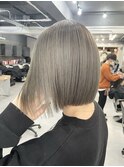ダブルカラーグレージュボブブリーチウルフカット小顔ヘア韓国