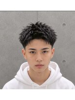 アボヘアー(Abo hair)&nbsp;刈り上げオールバックハイライトカラー黒髪アップバング