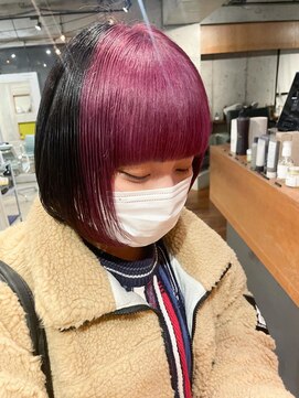 ノラジャーニー(NORA Journey) 【佐藤】ボルドーカラーのセクションデザインボブ