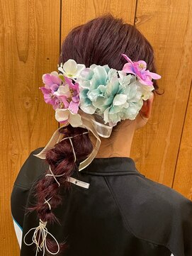 ポルム パプリカ(polum paprika) 造花アレンジヘアセット編み下ろし紐アレンジこなれトレンド