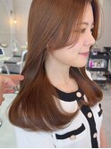 ブリーチなしチョコレート色×前髪/顔周り×韓国ロング[新宿]