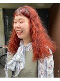 オレンジカラー/外国人風カラー/ブリーチなし/オレンジヘア/赤毛