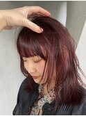 ボルドーカラー レッドカラー ブリーチなしダブルカラー
