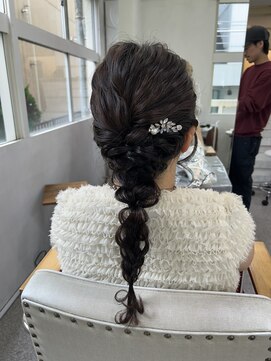 ヘアー アレス(hair ales) 編み下ろし　ゆるふわ　結婚式スタイル