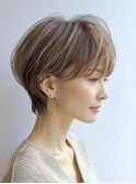 ミセスショートボブ白髪ぼかし脱白髪染め40代50代60代♪